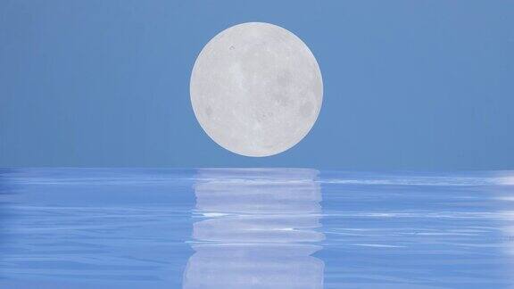 大满月在清澈的蓝色的水无缝循环4k背景