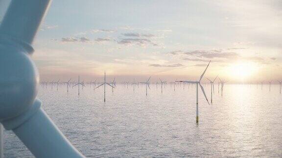 大型海上风电场或风力公园在海上对抗低太阳