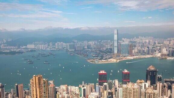 香港时间推移4K城市时间推移从香港太平山