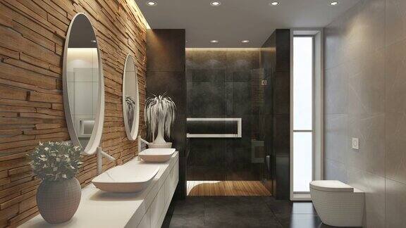 4k现代极简主义浴室从空白到全色的纹理效果概念