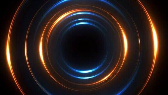 霓虹圆形灯光抽象背景为色彩缤纷的漩涡概念