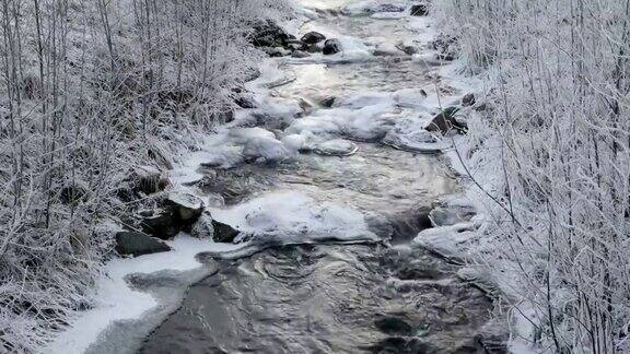 河上到处都是雪