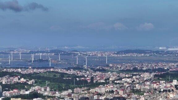 乡村风力发电场鸟瞰图