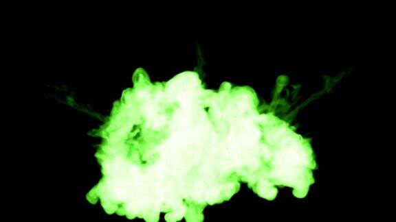 荧光鲜绿色书写油墨混水滴墨多这是3d渲染镜头在墨色背景或墨色效果在合成与alpha通道使用光磨