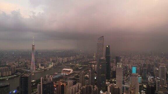 暴雨后的广州城市景观航拍