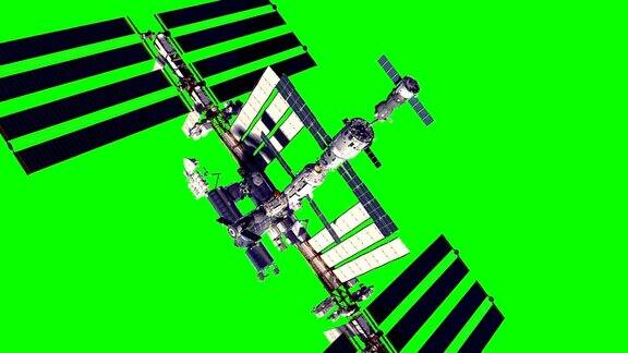 4k宇宙飞船与国际空间站对接绿色的屏幕
