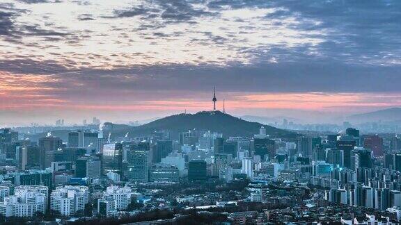 韩国首尔城市的时间流逝