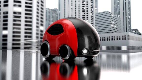未来的汽车和城镇-3D动画