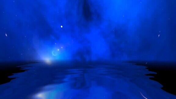 恒星和星系反射在水中的宇宙空间