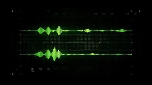 音频波形立体声绿色