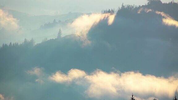 山林中晨雾缭绕快动作