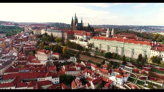 布拉格全景布拉格城堡和伏尔塔瓦河捷克共和国布拉格
