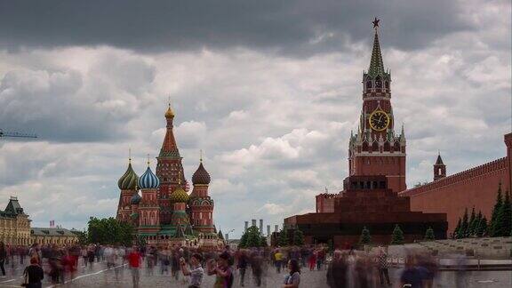 夏日莫斯科城红场全景4k时间流逝俄罗斯