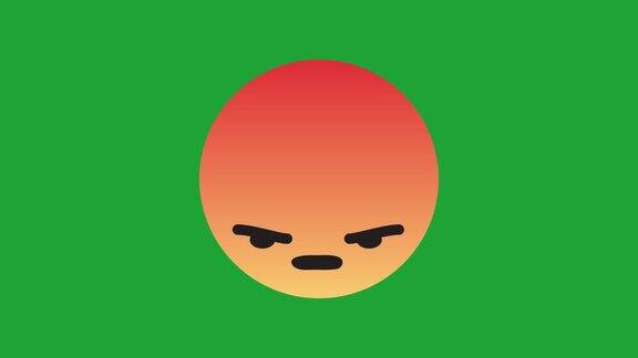 社交媒体愤怒的脸图标动画视频在绿色屏幕上