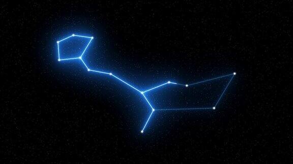 鲸座-以星场空间为背景的动画黄道星座和占星术符号