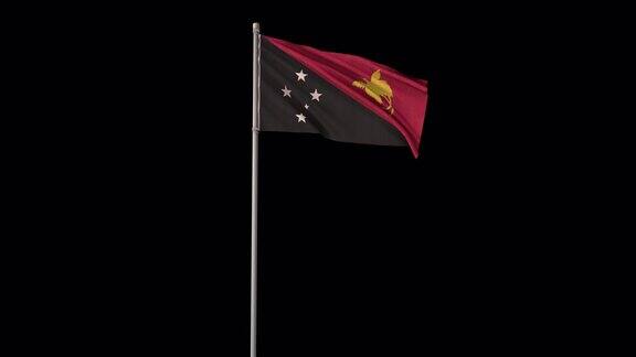巴布亚新几内亚国旗与阿尔法频道4k视频是透明的