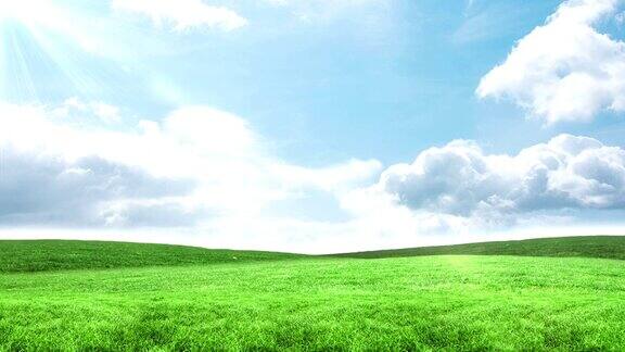 碧蓝的天空绿色的田野
