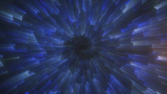 抽象的蓝色能量神奇明亮的发光螺旋漩涡隧道背景4k视频60fps