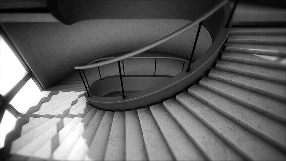 螺旋楼梯我们进入无限简单的形状明亮的内部完美的移动背景