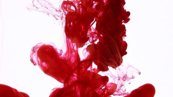 微距镜头的抽象流动红色的水