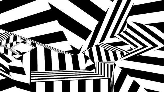 黑白条纹计算机生成抽象背景3D渲染