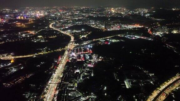 中国深圳的航拍夜景