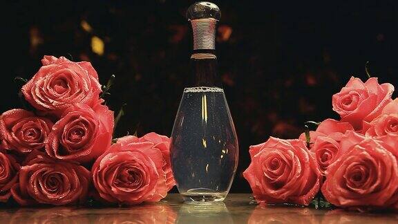 玻璃香水瓶烟工作室水滴玫瑰花