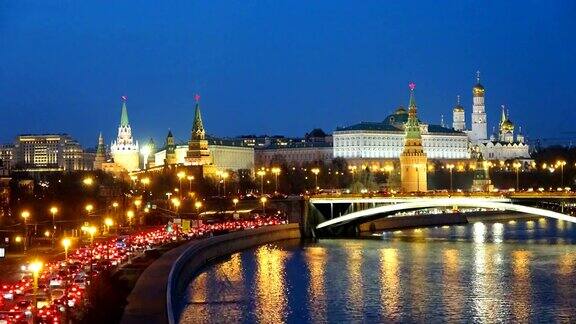 莫斯科克里姆林宫的夜晚莫斯科俄罗斯