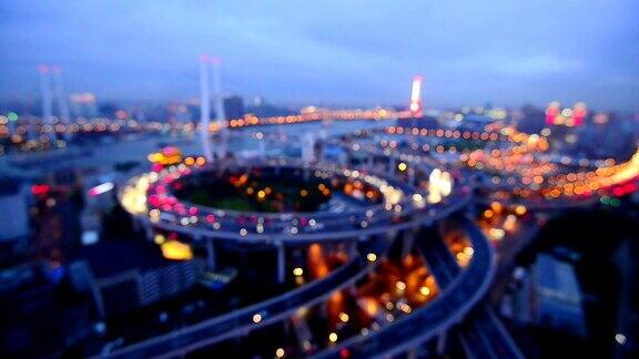 上海立交桥和高架路傍晚
