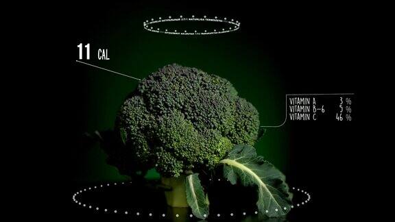 西兰花含有维生素、微量元素和矿物质的信息图能量卡路里和成分