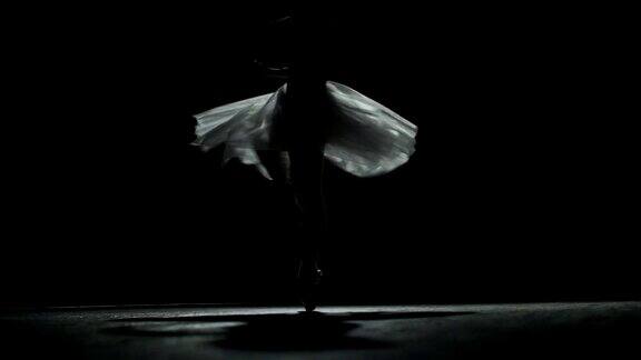 芭蕾舞女演员的剪影在古典芭蕾舞短裙