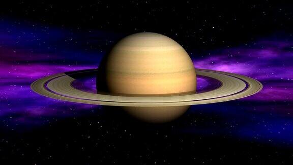 太空星云背景上的土星