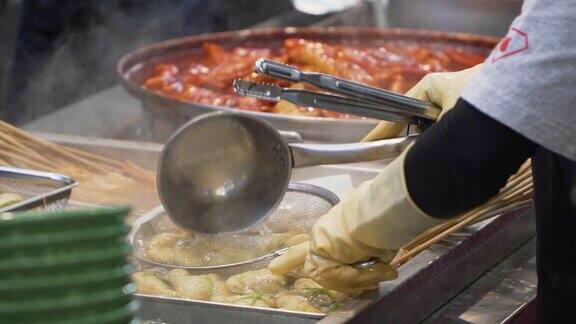 韩式鱼饼、菜汤、菜汤韩国街头小吃