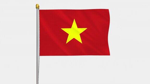 越南国旗在风中飘扬的循环视频慢动作视频的4k与阿尔法频道