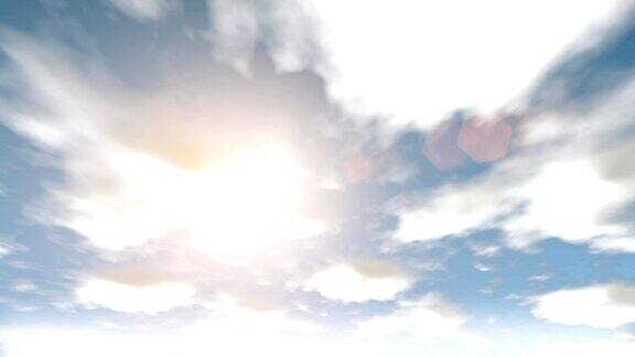 阳光透过云层的低角度视图