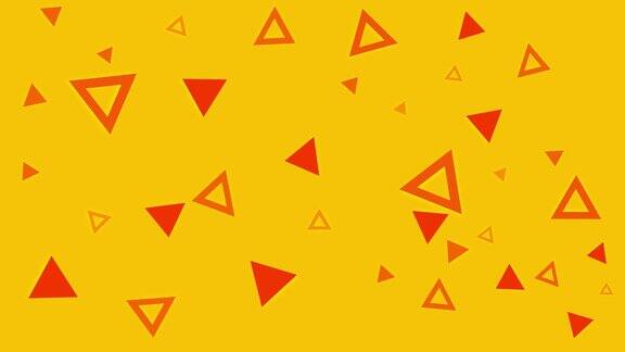 红黄三角形图案图标标志时髦抽象图案抽象三维几何形状循环动画现代背景无缝运动设计屏幕保护程序背景4k动画海报横幅孟菲斯极简旋转物体
