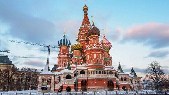 莫斯科克里姆林宫红场圣罗勒大教堂冬天