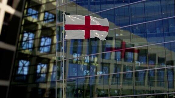 摩天大楼上飘扬的英国国旗