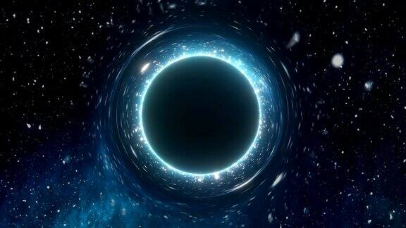 背景中的大质量黑洞和恒星的奇点3D渲染循环动画