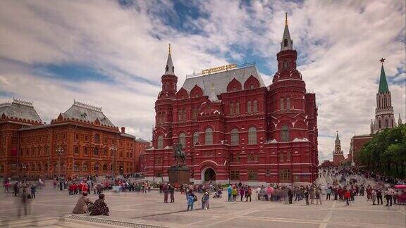 夏日莫斯科城红场入口全景4k时间流逝俄罗斯