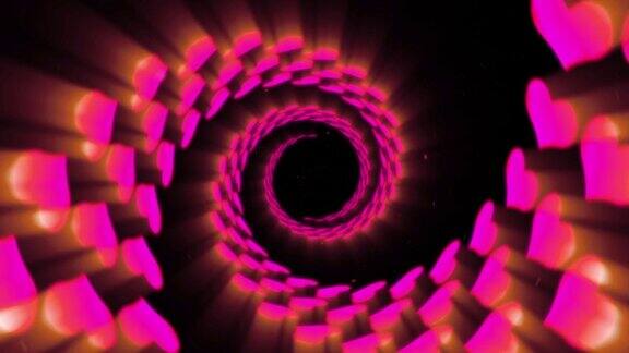 照亮隧道的粉红色的心旋转线环动画