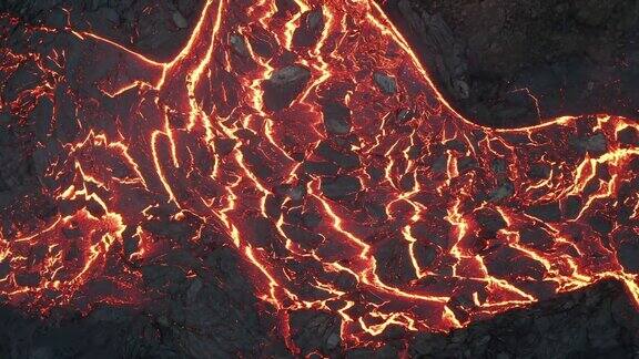 从鸟瞰图上看火山喷发熔岩活动