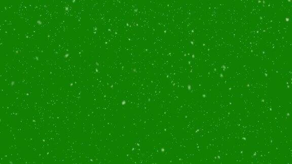 绿幕上孤立飘落的雪花无缝循环