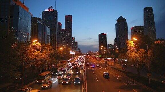 繁忙的北京CBD夜景