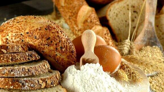 面包、面粉、小麦、鸡蛋食品概念