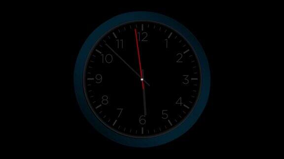 时钟-最小抽象运动3d渲染时钟时间概念时间流逝小时-时钟时间流逝-时钟时间流逝循环-12小时时间流逝-时钟时间流逝循环12小时