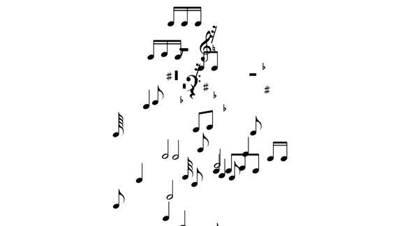 随着作曲家的创作旋律般涌出的音符音符飞行动画4k