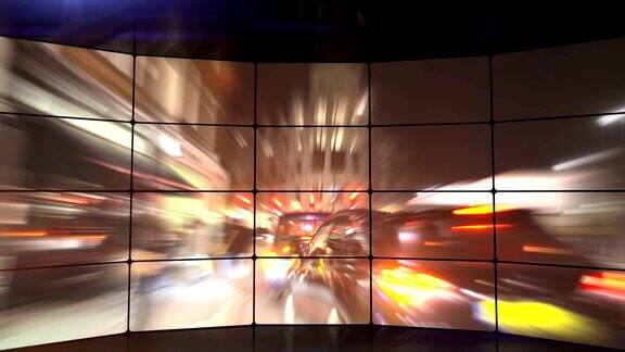 快速城市夜间驾驶延时视频墙高清