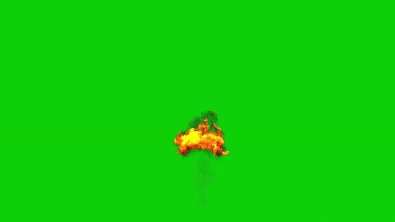 大地雷或导弹爆炸与蘑菇云侧视图-隔离在绿色屏幕上chromakey使用-4K超高清60帧每秒的3D动画