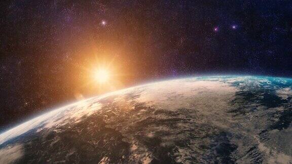 地球上的日出动画从太空看地球